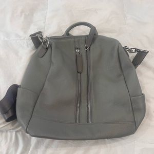Gray pebbled leather convertible backpack